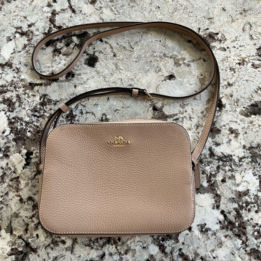 COACH Pebbled Leather Crossbody Bag in Taupe
